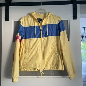 American Eagle Outfitters Yellow & Blue Hooded Windbreaker